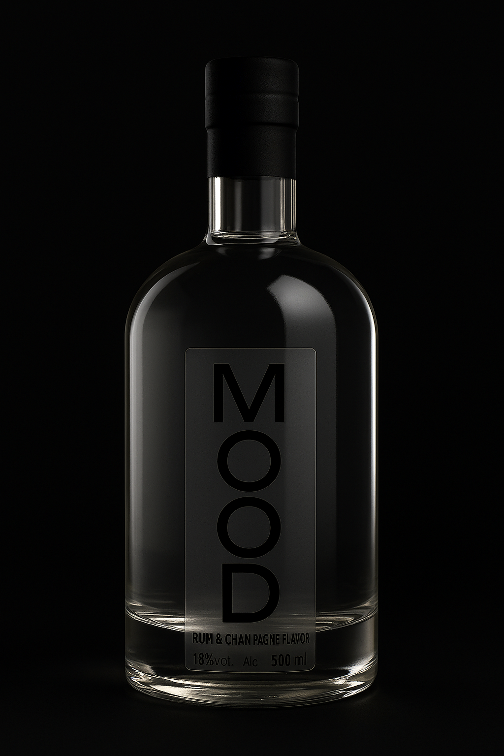 Little Crystal Rum & Champagne flavor bottle, non-carbonated, chilled, elegant, 500 ml.